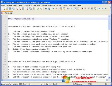 Screenshot Notepad++ Windows 7