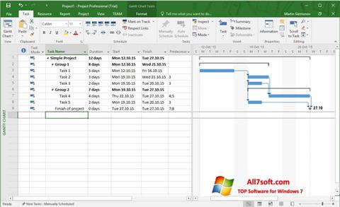 Screenshot Microsoft Project Windows 7
