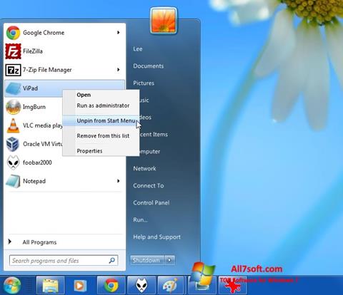 Screenshot ViStart Windows 7